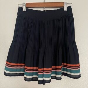 MAJE Plissé Women’s Black Rainbow Striped Crepe de Chine Shorts Size S/36